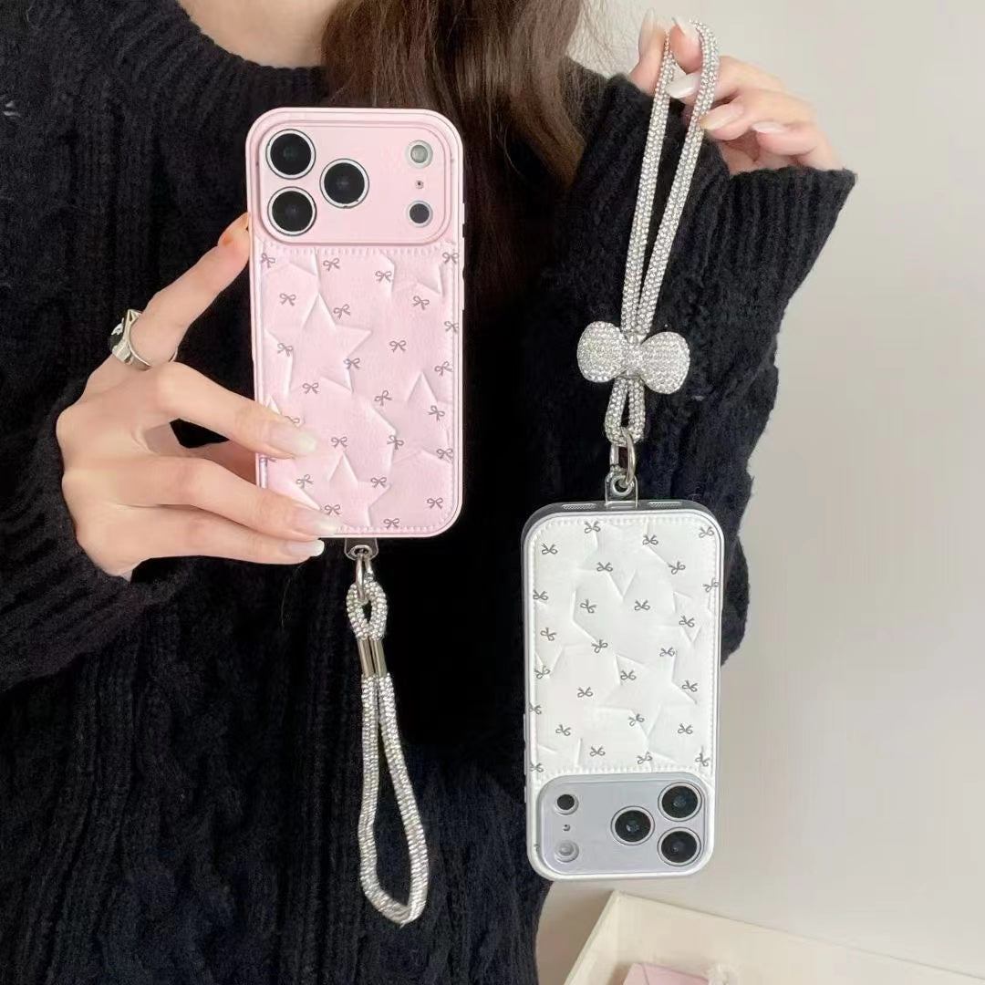Quilted Bow Phone Case with Strap