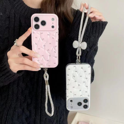 Quilted Bow Phone Case with Strap