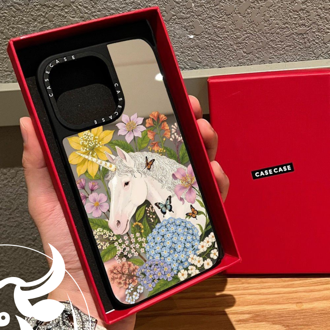 Luxury Unicorn Floral Glass Phone Case – Premium Shockproof Designer Back Cover