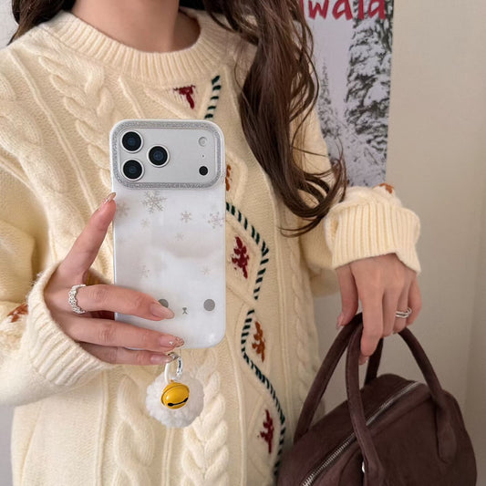 Cute Snowflake Bear Transparent Phone Case with Charm