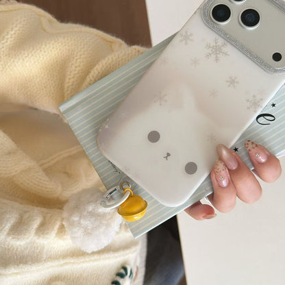 Cute Snowflake Bear Transparent Phone Case with Charm