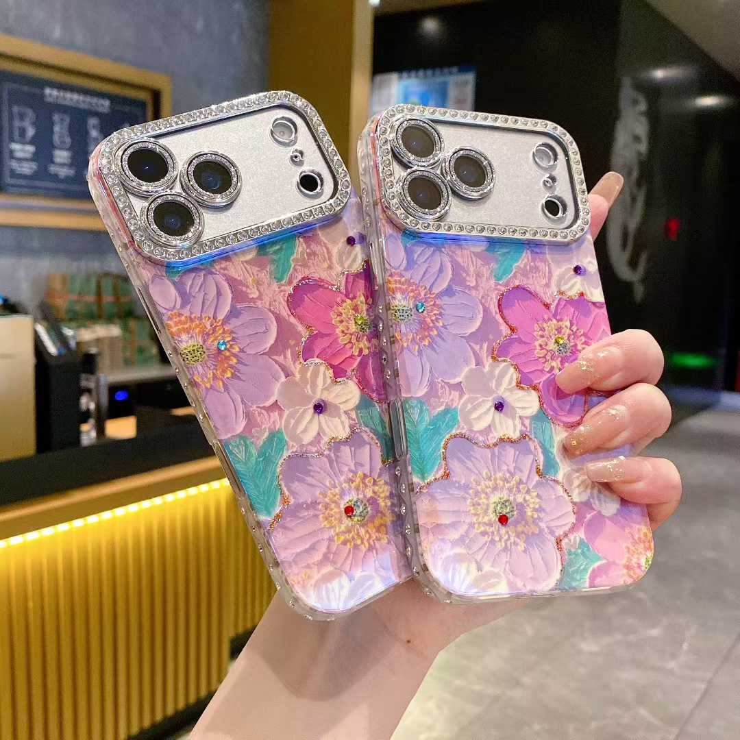 Luxury 3D Floral Rhinestone Clear Phone Case – Shockproof Glitter Back Cover