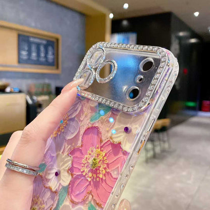 Luxury 3D Floral Rhinestone Clear Phone Case – Shockproof Glitter Back Cover