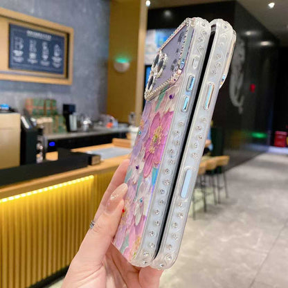 Luxury 3D Floral Rhinestone Clear Phone Case – Shockproof Glitter Back Cover
