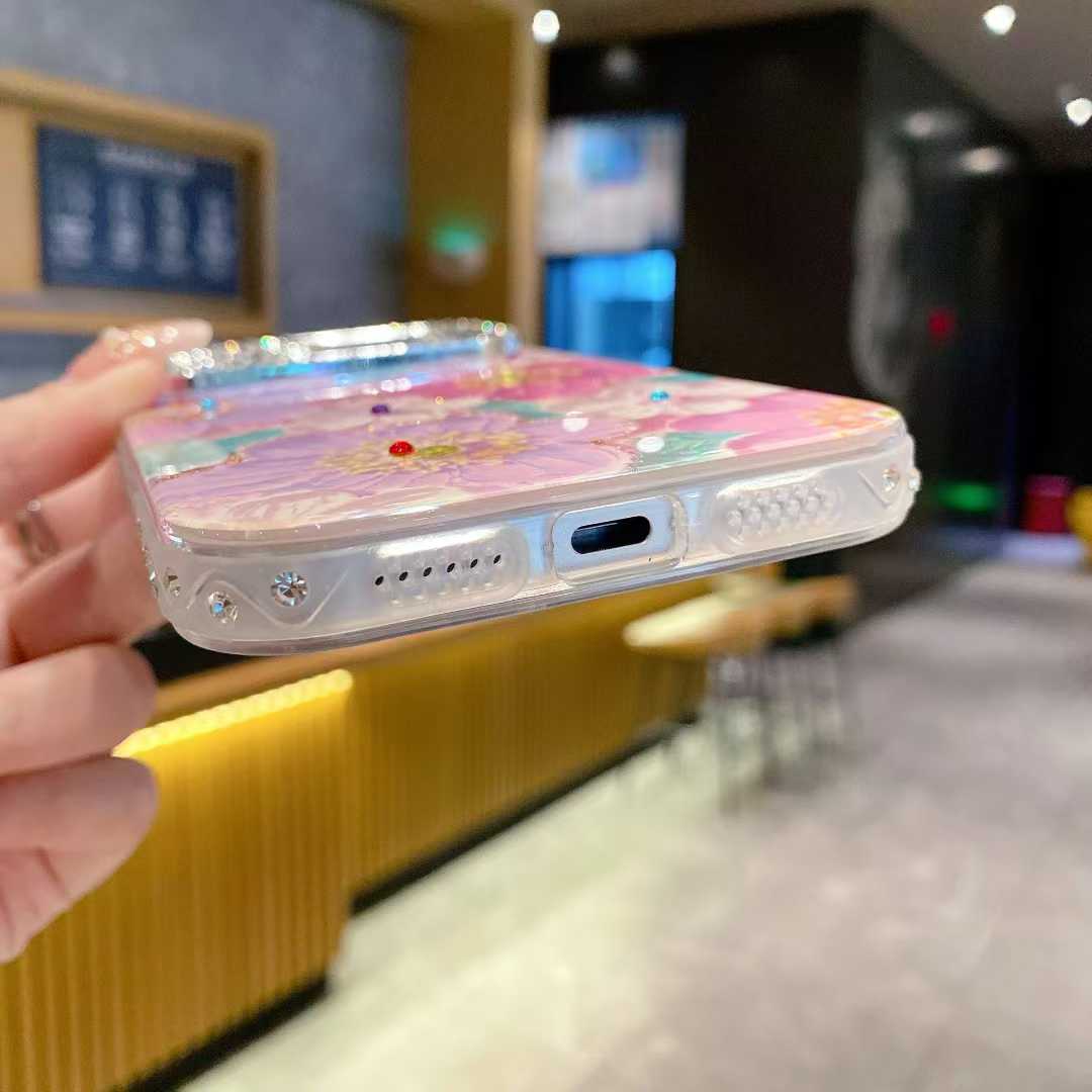 Luxury 3D Floral Rhinestone Clear Phone Case – Shockproof Glitter Back Cover