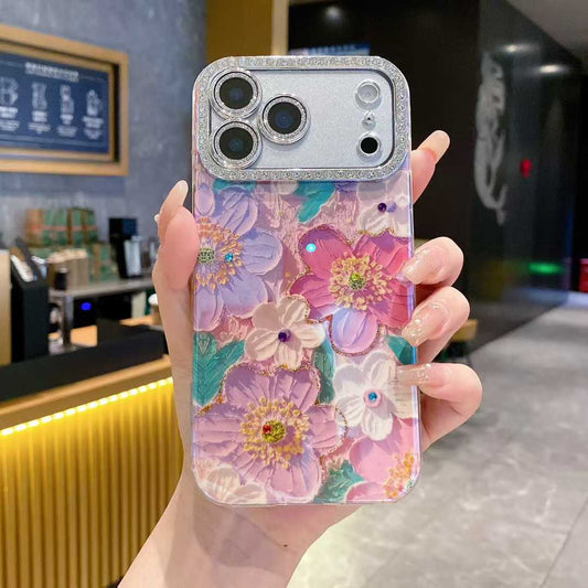 Luxury 3D Floral Rhinestone Clear Phone Case – Shockproof Glitter Back Cover