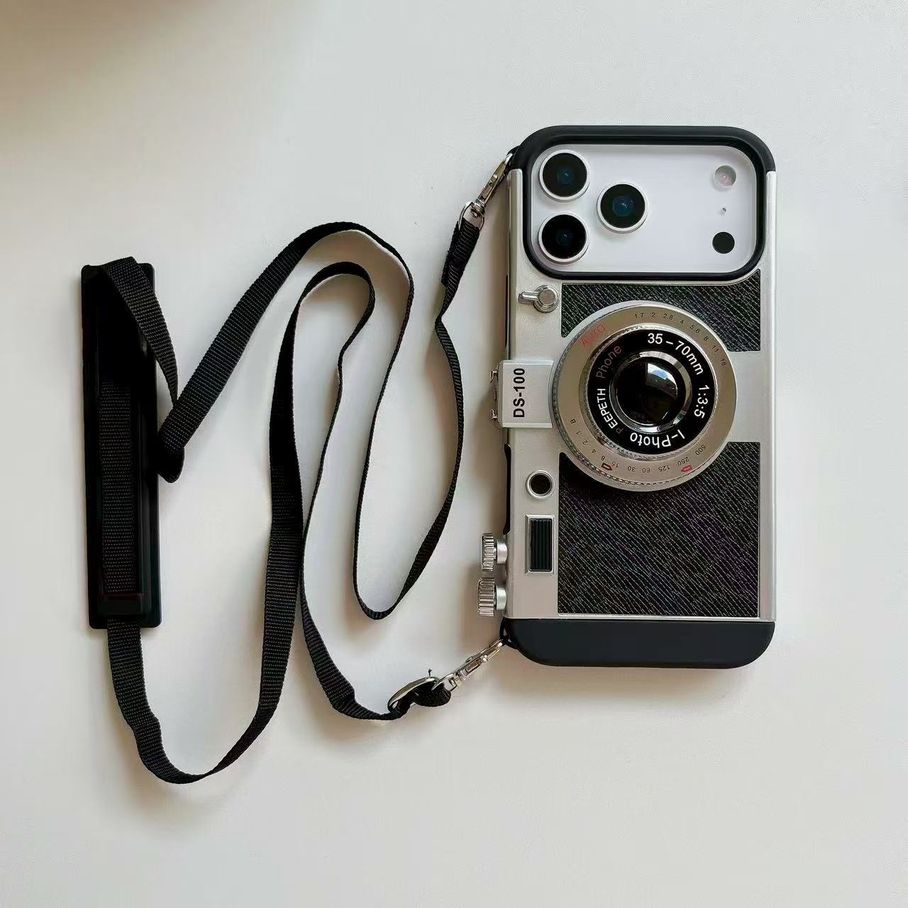 Vintage Camera Style iPhone Case with Strap – Retro Lens Designer Cover