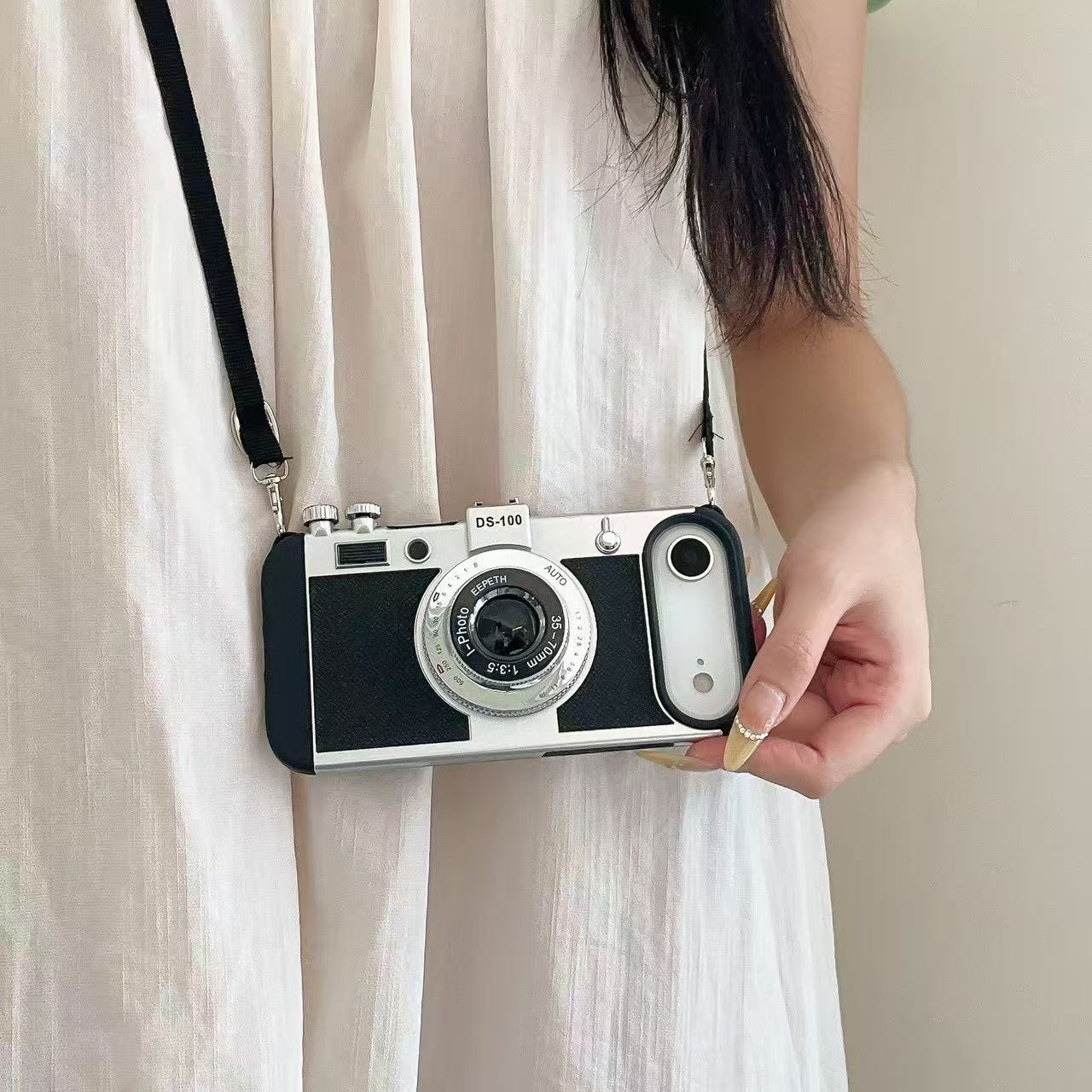 Vintage Camera Style iPhone Case with Strap – Retro Lens Designer Cover