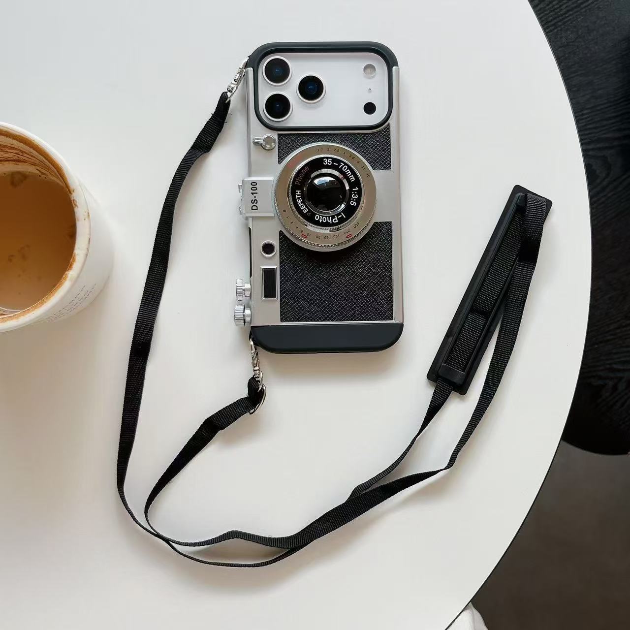 Vintage Camera Style iPhone Case with Strap – Retro Lens Designer Cover