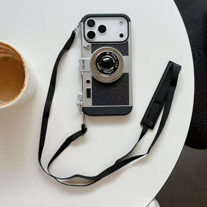 Vintage Camera Style iPhone Case with Strap – Retro Lens Designer Cover