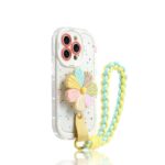 CaseIT India Pastel Daisy Floral iPhone Case with Braided Wrist Strap & 3D Flower Holder