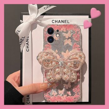 CaseIT India Luxe Butterfly Pearl Grip iPhone Case