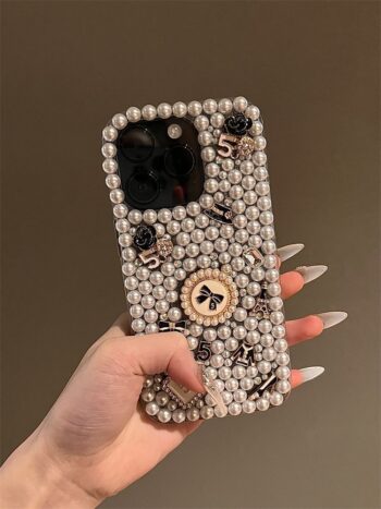 CaseIT India Luxury Pearl & Charm Embellished Designer iPhone Case