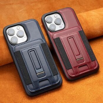 CaseIT India Premium Leather iPhone Case with Elastic Hand Strap & Kickstand