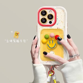 CaseIT India Smiley Face Bubble Fidget iPhone Case with Wrist Strap