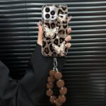 CaseIT India Luxe Leopard Bow Charm iPhone Case with Plush Beaded Strap
