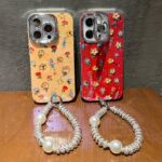 CaseIT India Luxury 3D Floral Resin iPhone Case with Glitter & Beaded Strap