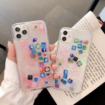 CaseIT India Glitter Floating App Icon iPhone Case