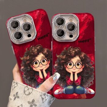 CaseIT India Happy Girl Red Glossy iPhone Case